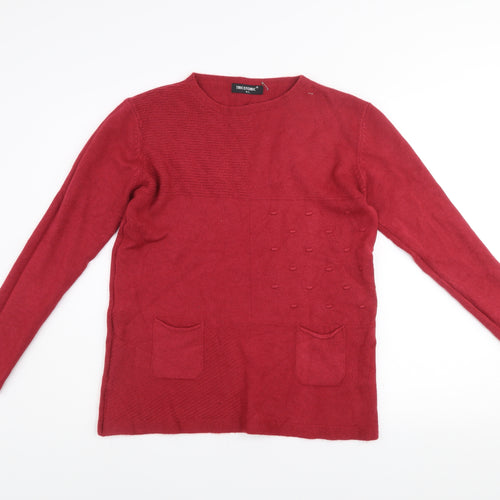 Tricotonik Women’s Red Crew Neck Long Sleeve Cashmere Blend Jumper M