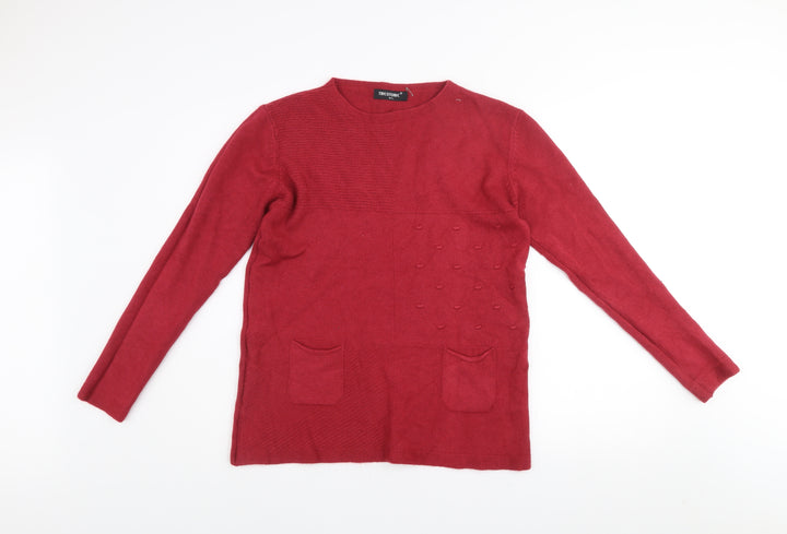 Tricotonik Women’s Red Crew Neck Long Sleeve Cashmere Blend Jumper M