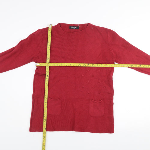Tricotonik Women’s Red Crew Neck Long Sleeve Cashmere Blend Jumper M