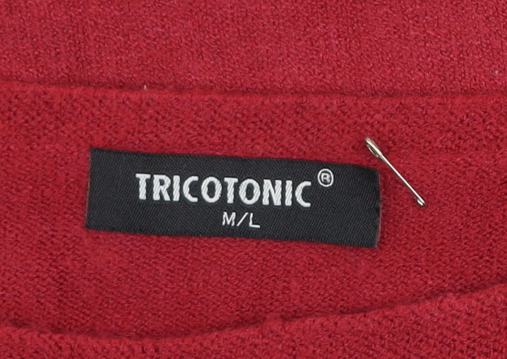 Tricotonik Women’s Red Crew Neck Long Sleeve Cashmere Blend Jumper M