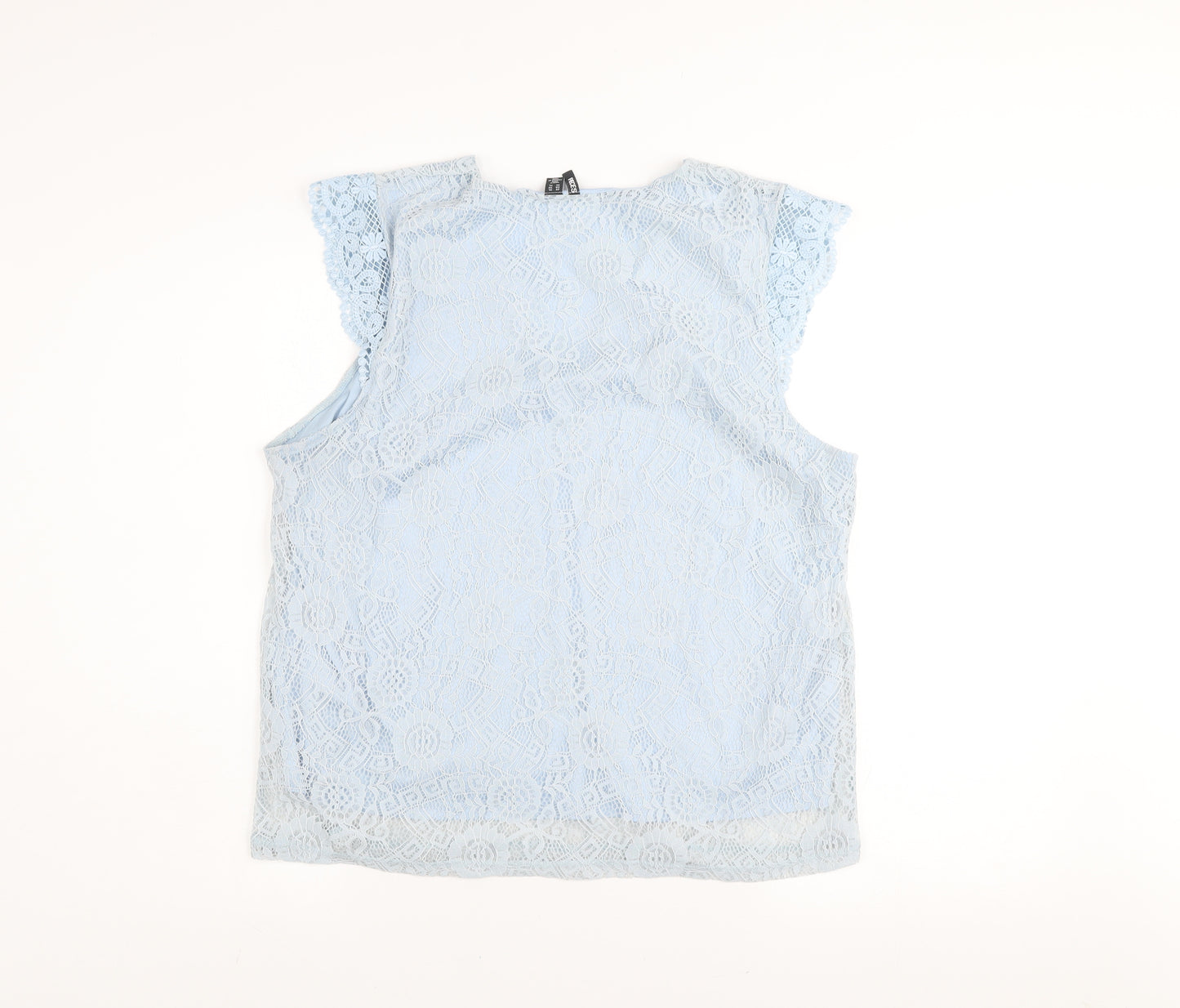 Pieces Women Blue Lace V-Neck Sleeveless Blouse Size 16