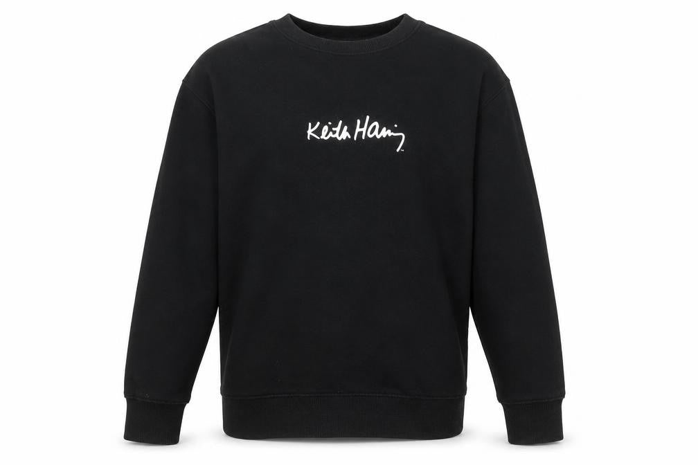 Front view of Zara boys’ black keith haring graphic pullover sweatshirt 11-12 years