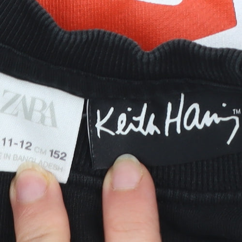Zara Boys Black Keith Haring Graphic Pullover Sweatshirt 11-12 Years