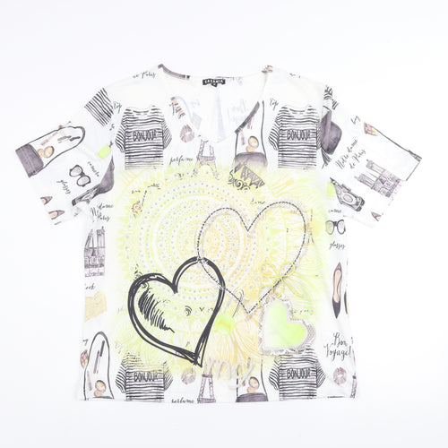 Casamia Womens Multicoloured Paris Print V-Neck T-Shirt Size M