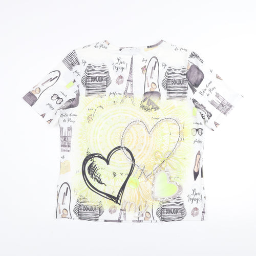 Casamia Womens Multicoloured Paris Print V-Neck T-Shirt Size M