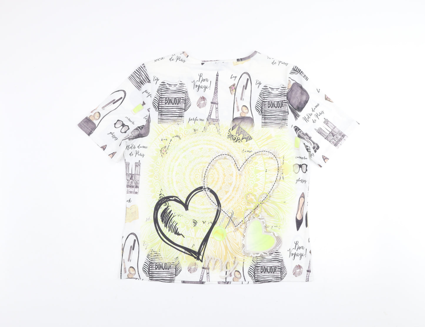 Casamia Womens Multicoloured Paris Print V-Neck T-Shirt Size M