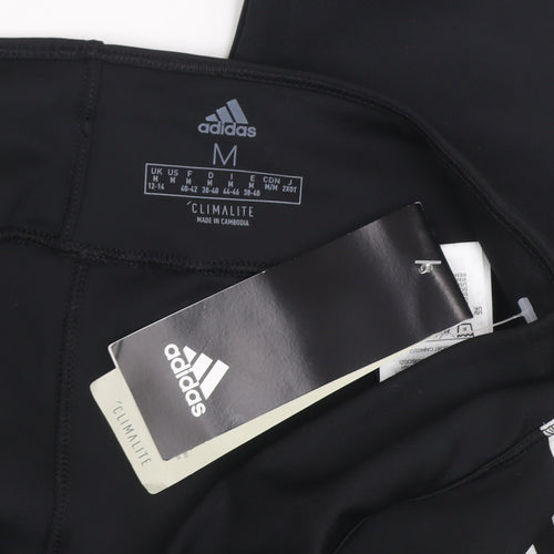 Adidas Women Black Climalite Leggings Size M 12-14 Sports Gym Trousers