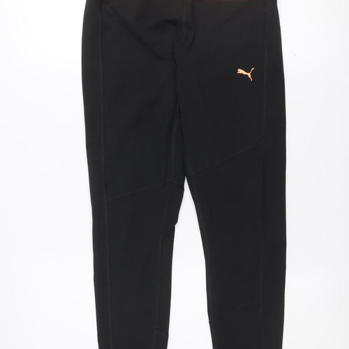 Puma Womens Black Orange Leggings M Stretch Gym Trousers