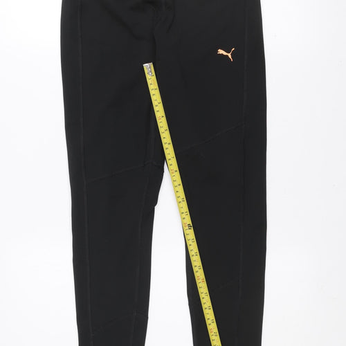 Puma Womens Black Orange Leggings M Stretch Gym Trousers