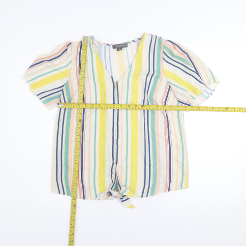 Primark Womens Multicoloured Striped V-Neck Blouse Size 10