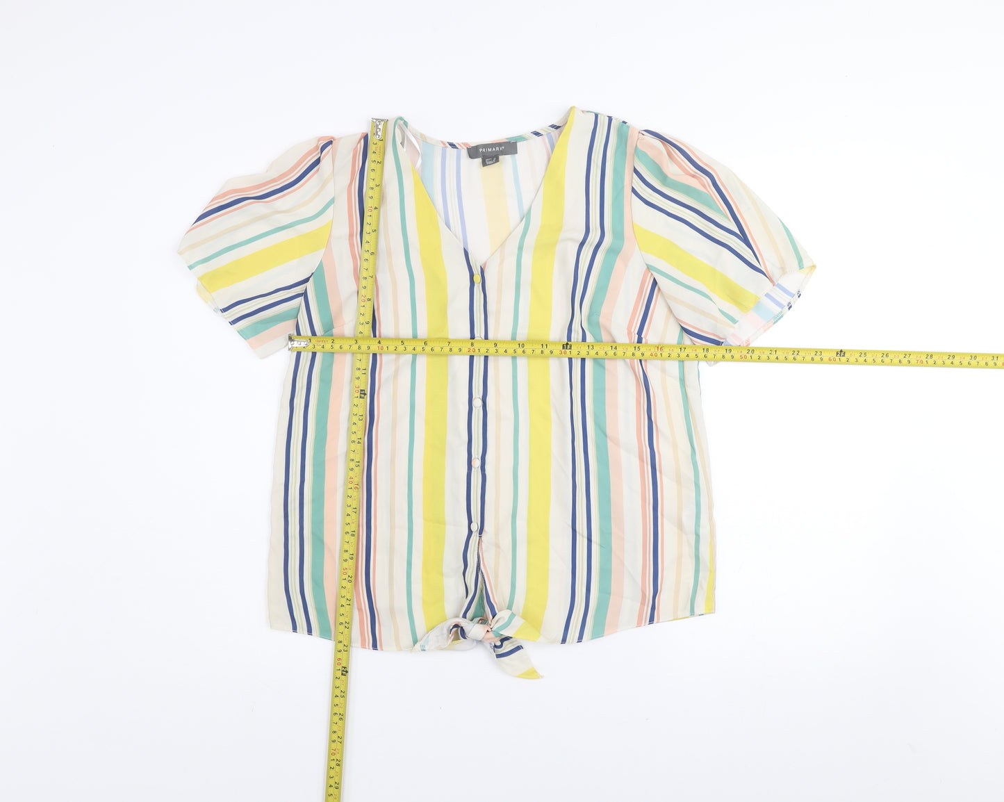 Primark Womens Multicoloured Striped V-Neck Blouse Size 10