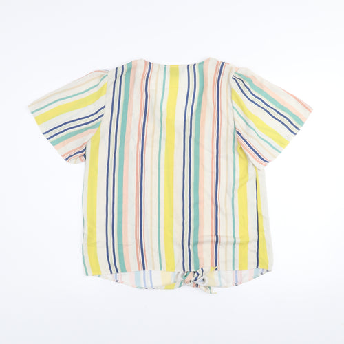 Primark Womens Multicoloured Striped V-Neck Blouse Size 10