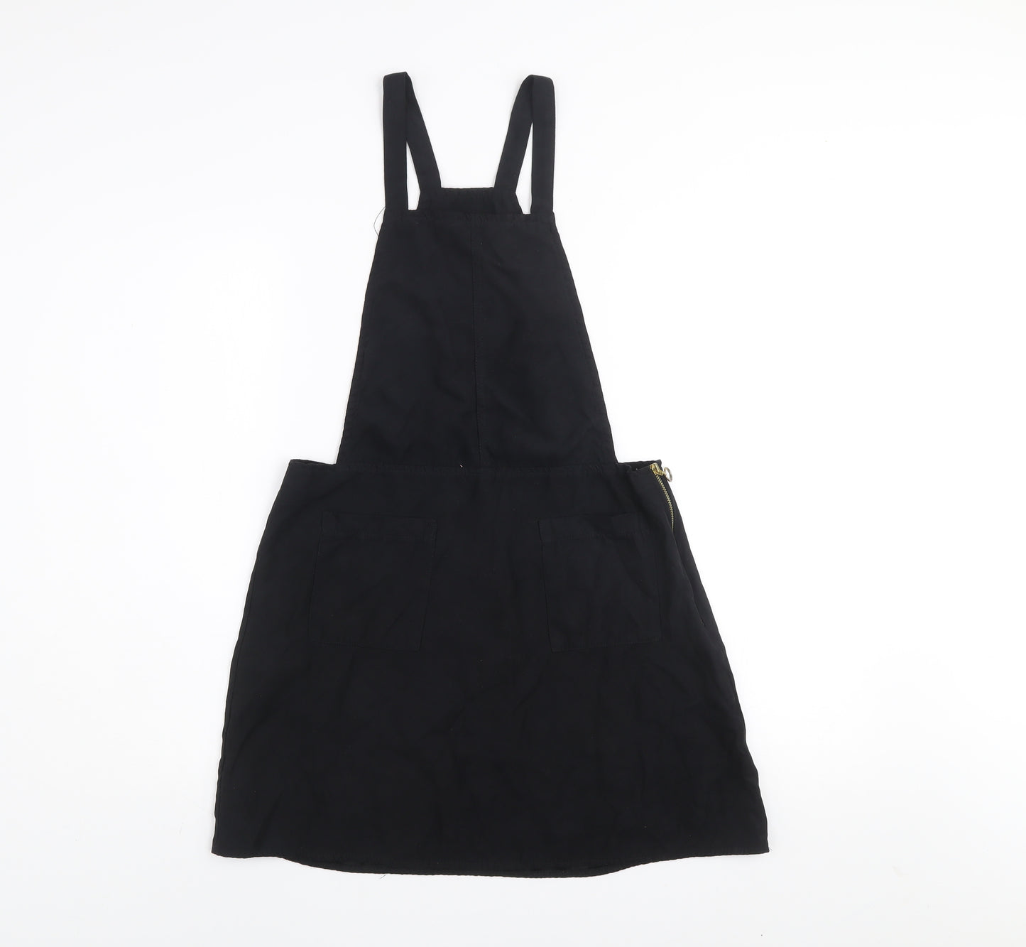 Atmosphere Women Black Dungaree Dress Size 12 Zip Pockets