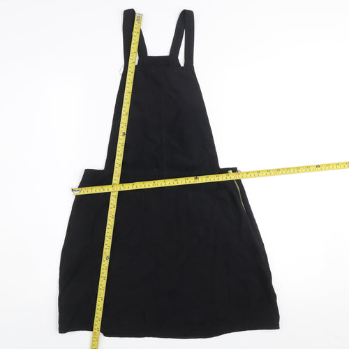 Atmosphere Women Black Dungaree Dress Size 12 Zip Pockets