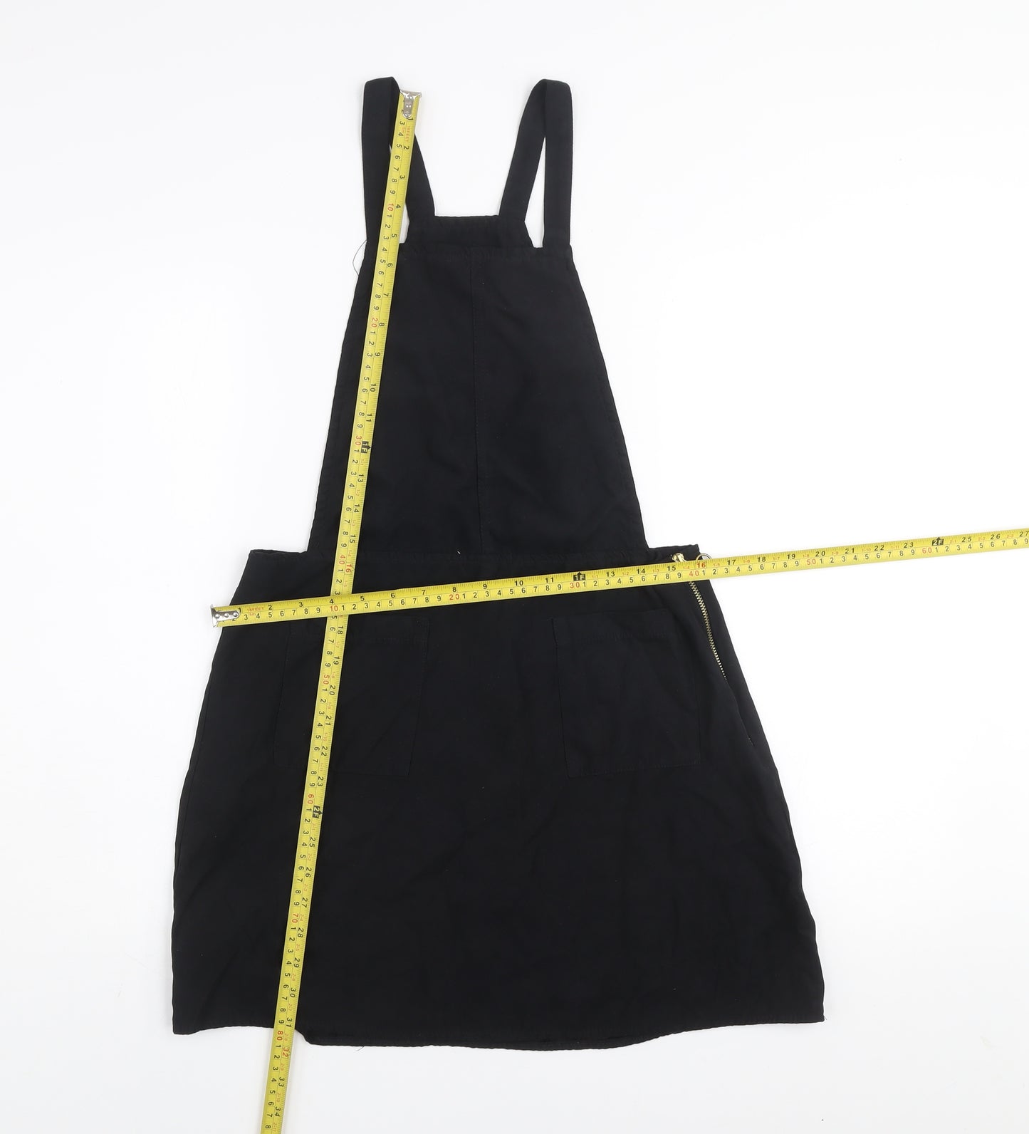 Atmosphere Women Black Dungaree Dress Size 12 Zip Pockets