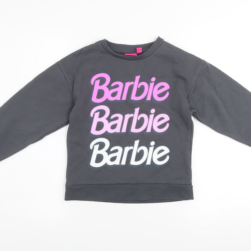 Barbie Girls Black Cotton Blend Pullover Sweatshirt 8-9 Years Graphic Print
