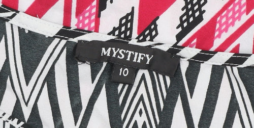 Mystify Women's Multicoloured Tribal Ruffle V-Neck Tunic Blouse Size 10