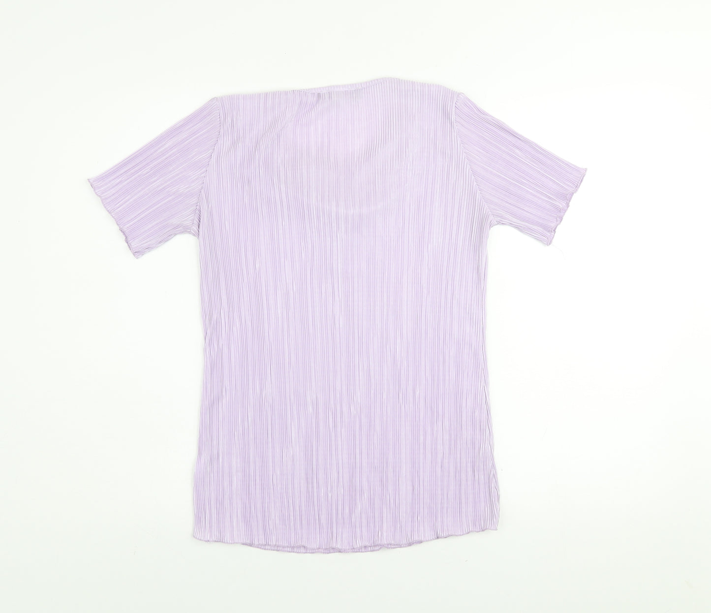 Forever by Michael Gold Women's Purple Pleated Short Sleeve Blouse M