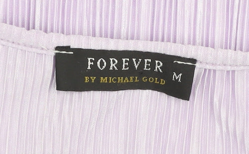 Forever by Michael Gold Women's Purple Pleated Short Sleeve Blouse M