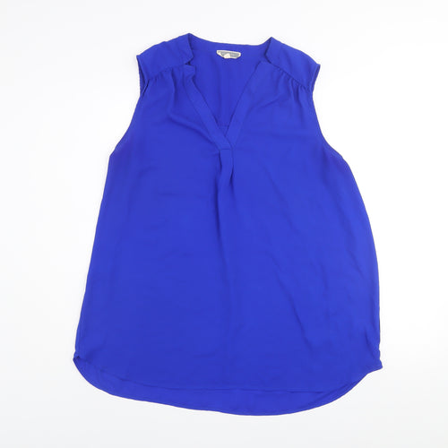 Pleione Women's Blue Sleeveless V-Neck Blouse Top XL