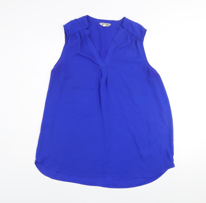 Pleione Women's Blue Sleeveless V-Neck Blouse Top XL