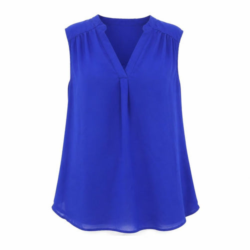 Pleione Women's Blue Sleeveless V-Neck Blouse Top XL