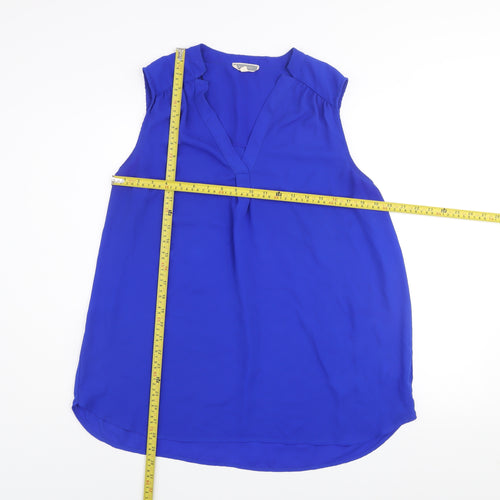 Pleione Women's Blue Sleeveless V-Neck Blouse Top XL