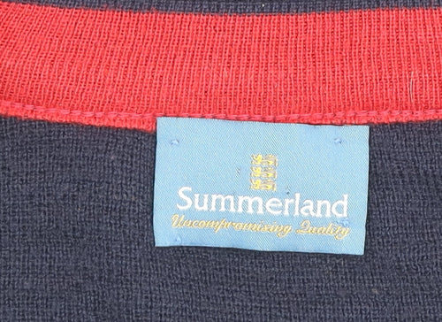 Summerland Men’s Navy Blue Wool Blend V-Neck Pullover Jumper Size L