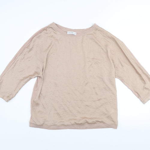 Gallery Women’s Beige 3/4 Sleeve Relaxed Blouse UK 14