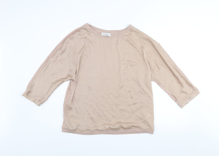 Gallery Women’s Beige 3/4 Sleeve Relaxed Blouse UK 14