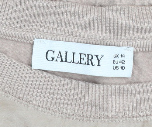 Gallery Women’s Beige 3/4 Sleeve Relaxed Blouse UK 14