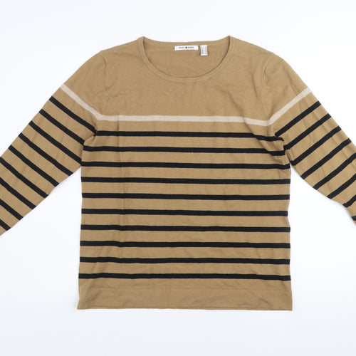 Punt Roma Women's Beige Striped Long Sleeve Pullover Jumper Size M