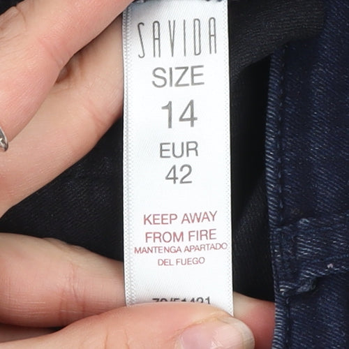 Savida Women Blue Skinny Mid Rise Stretch Jeans Size 14