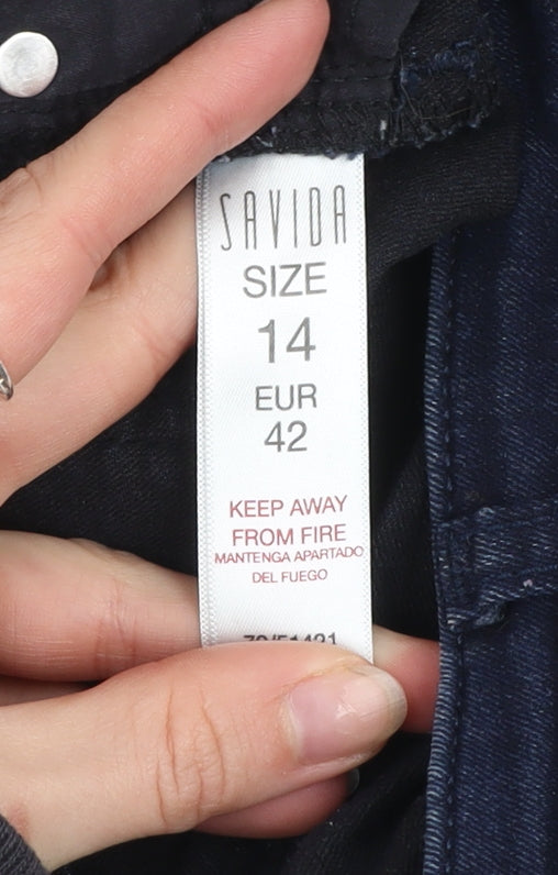 Savida Women Blue Skinny Mid Rise Stretch Jeans Size 14