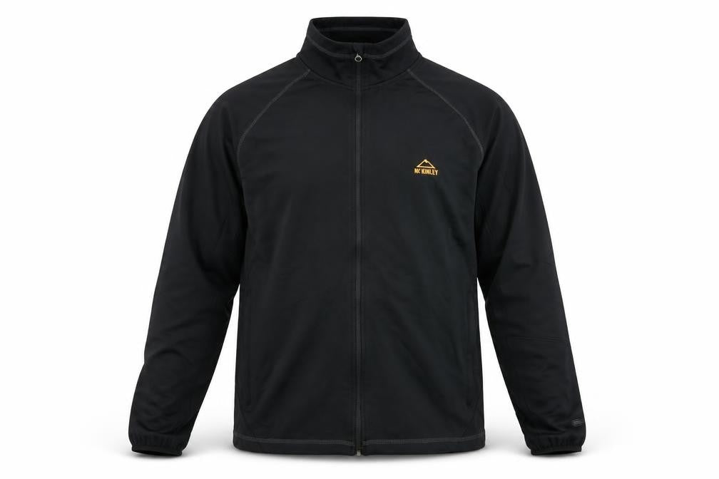 Front view of McKinley Men’s Black XL Softshell Jacket Full Zip Outdoor