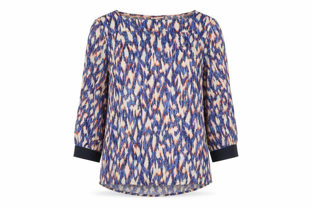 Street One Women's Multicoloured Geometric 3/4 Sleeve Tunic Blouse Size 16