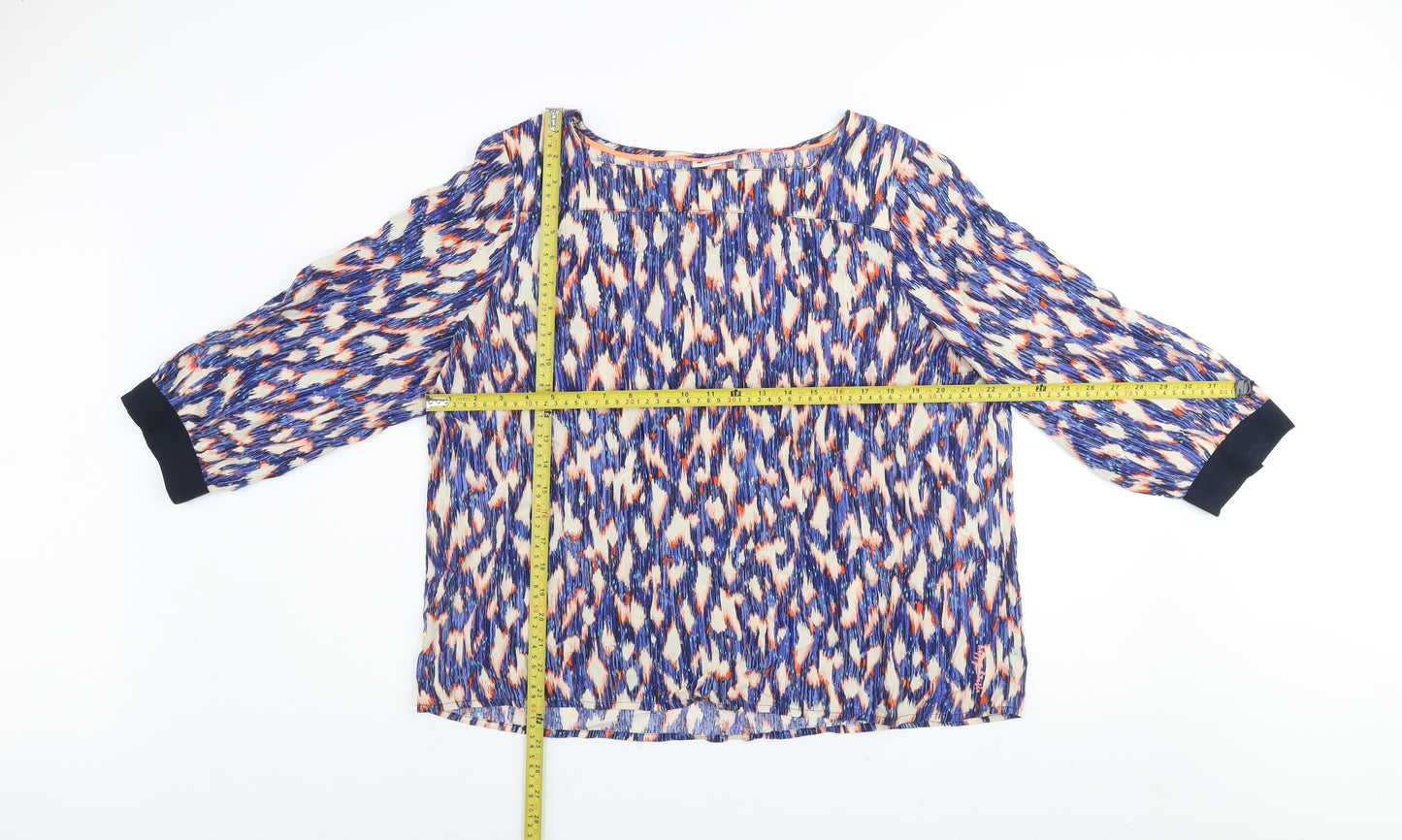 Street One Women's Multicoloured Geometric 3/4 Sleeve Tunic Blouse Size 16