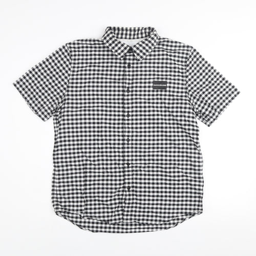 Calvin Klein Jeans Men's Black & White Check Short Sleeve Regular Fit Shirt Size L