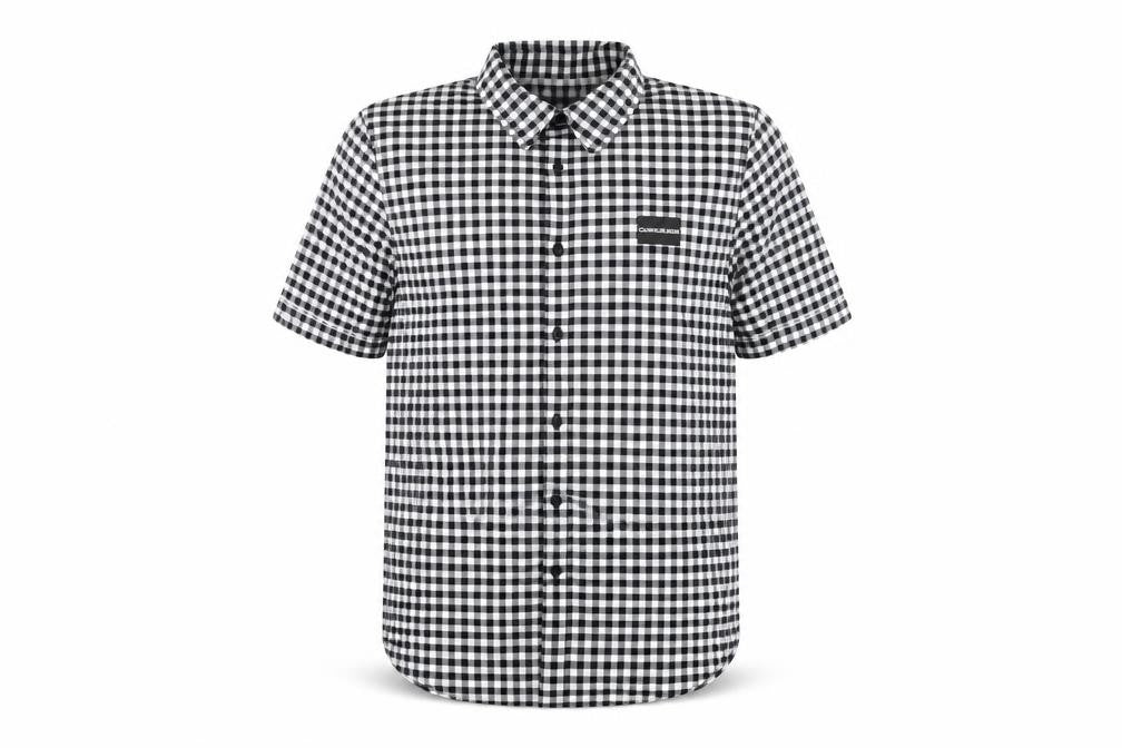 Calvin Klein Jeans Men's Black & White Check Short Sleeve Regular Fit Shirt Size L