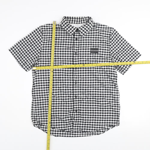 Calvin Klein Jeans Men's Black & White Check Short Sleeve Regular Fit Shirt Size L