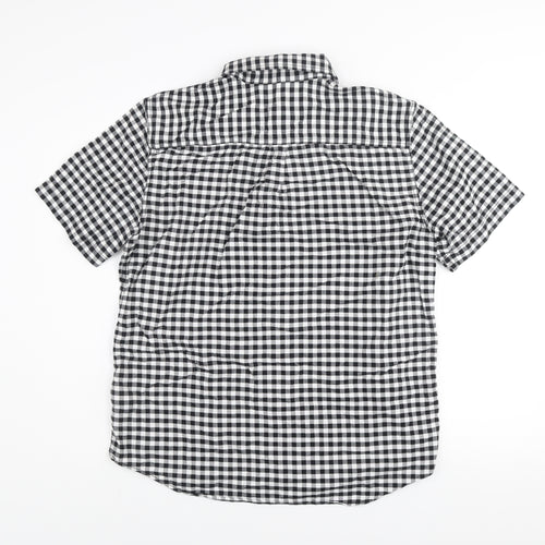 Calvin Klein Jeans Men's Black & White Check Short Sleeve Regular Fit Shirt Size L