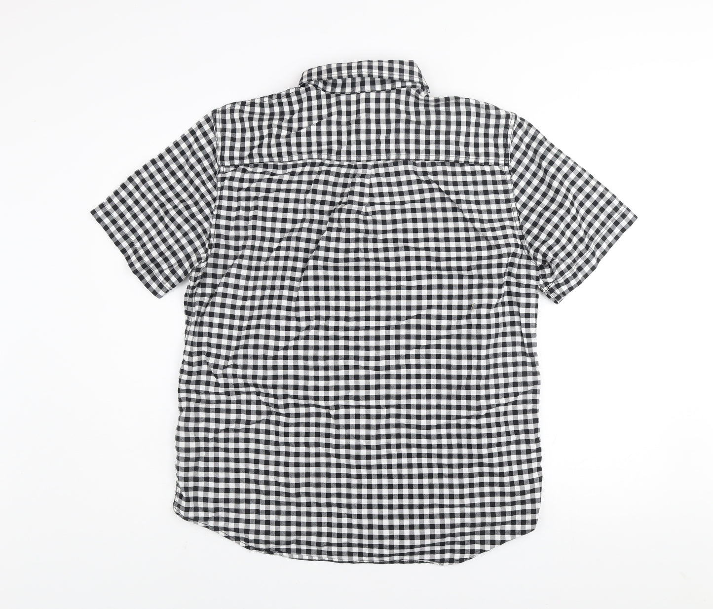 Calvin Klein Jeans Men's Black & White Check Short Sleeve Regular Fit Shirt Size L