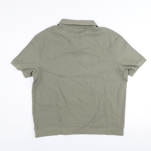 Zara Men’s Khaki Cotton Short Sleeve Collared Polo Shirt XL