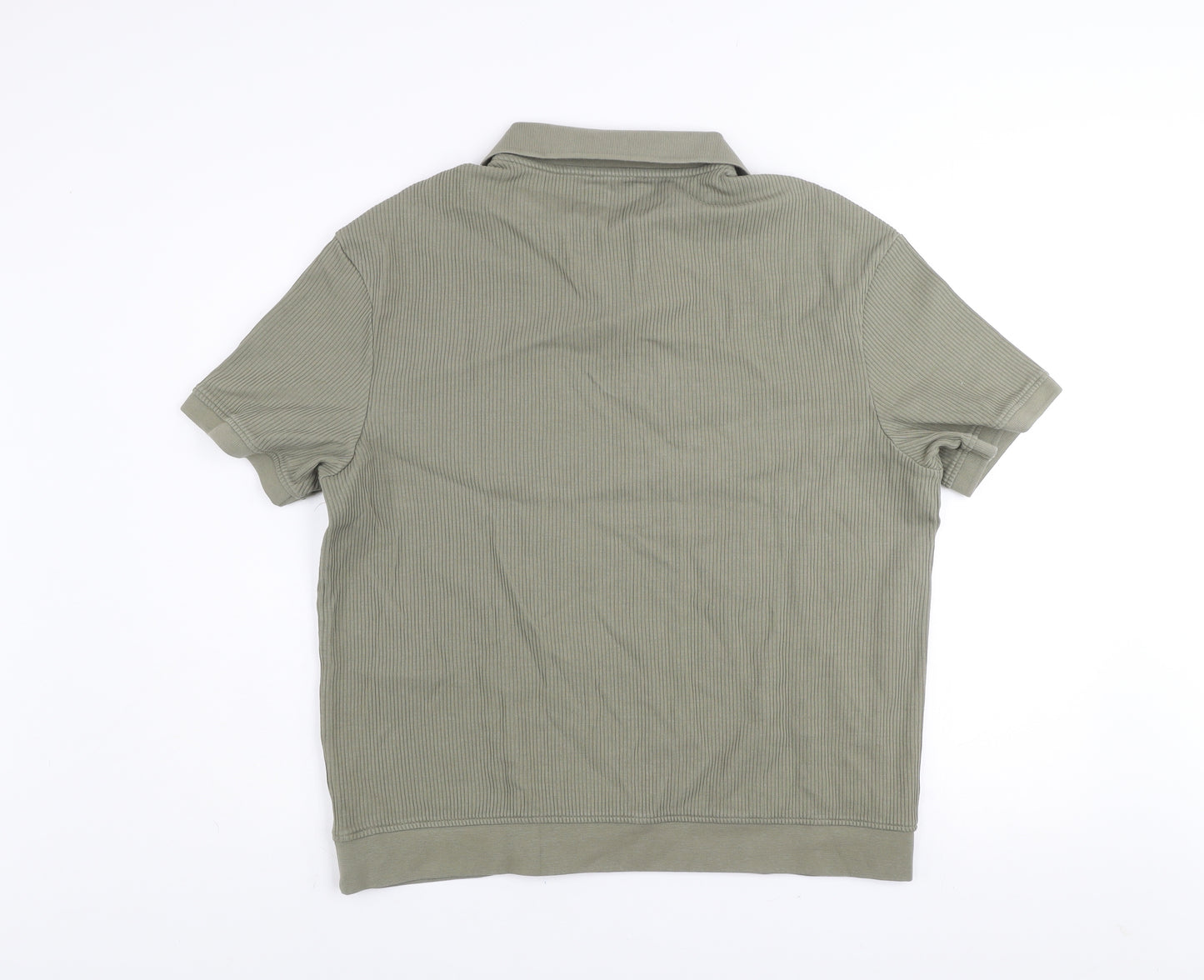 Zara Men’s Khaki Cotton Short Sleeve Collared Polo Shirt XL