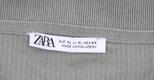 Zara Men’s Khaki Cotton Short Sleeve Collared Polo Shirt XL