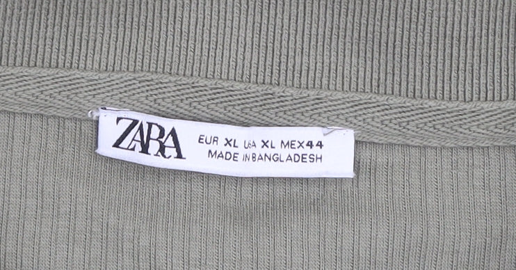 Zara Men’s Khaki Cotton Short Sleeve Collared Polo Shirt XL