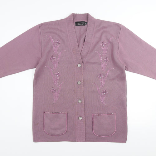 Paramour Collection Women's Purple Embroidered Cardigan M