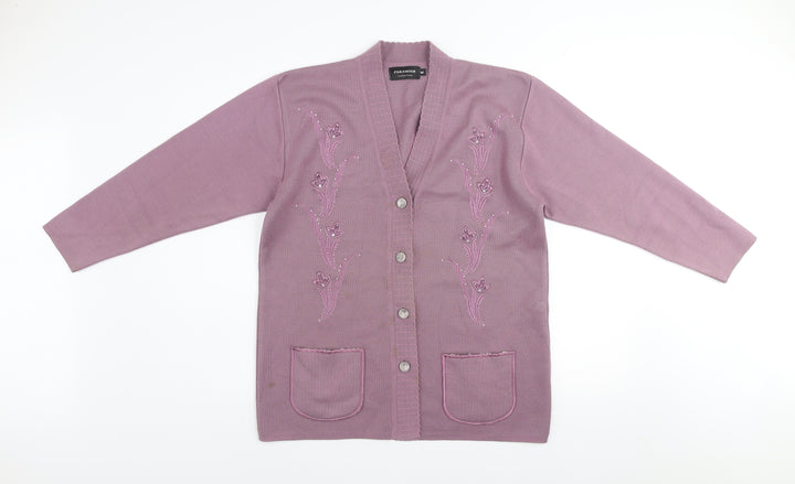 Paramour Collection Women's Purple Embroidered Cardigan M