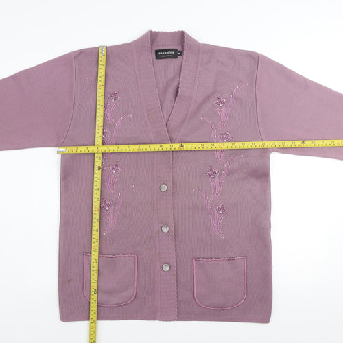 Paramour Collection Women's Purple Embroidered Cardigan M
