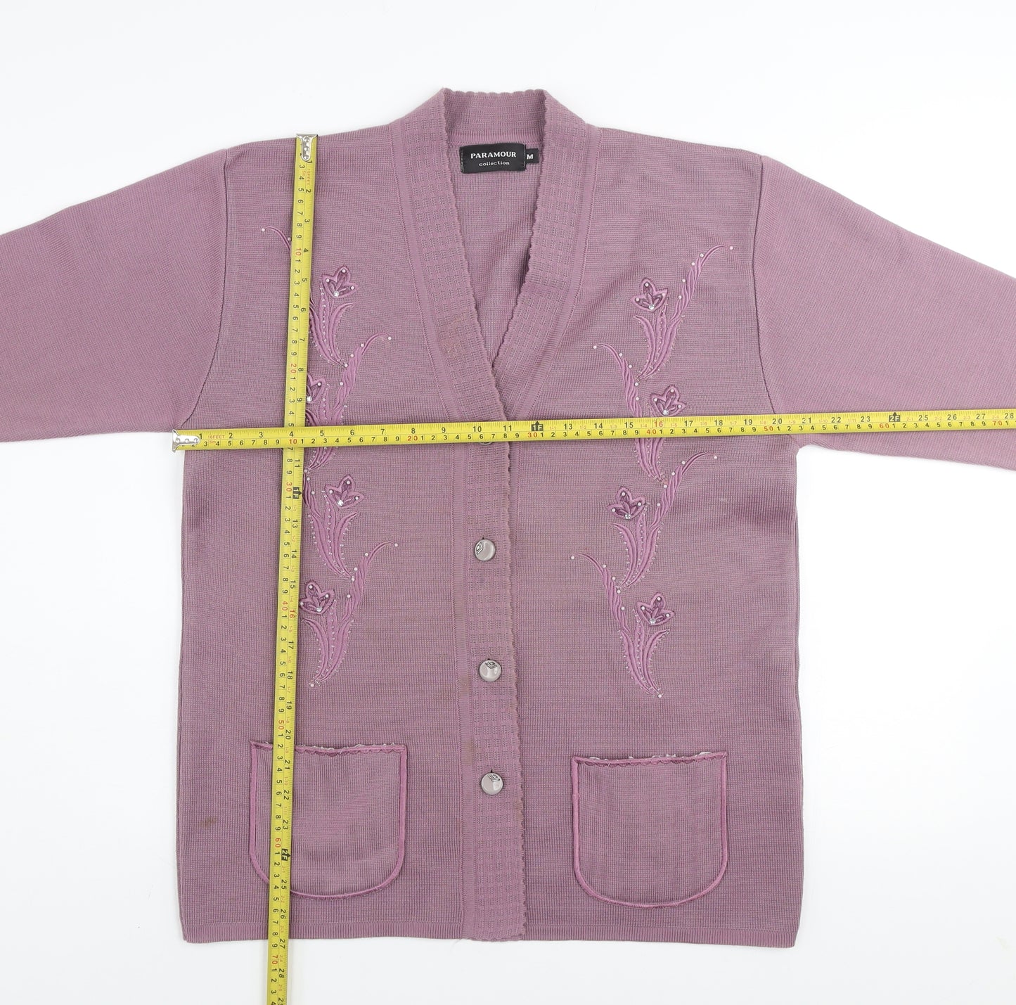 Paramour Collection Women's Purple Embroidered Cardigan M